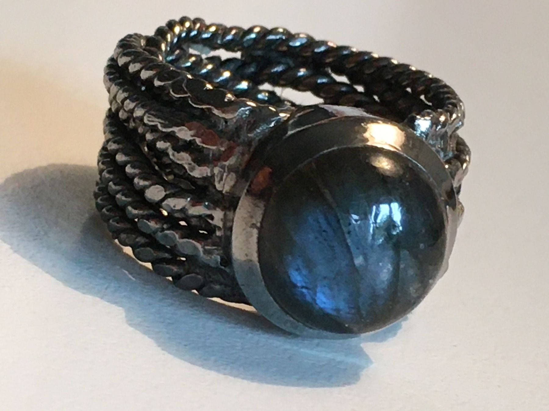 Olga Ribler Anelli: Wunderschöner moderner Ring 925 Sterlingsilber + Labradorit – Nuovo (secondo la descrizione) da Bern venduto da Smile-2707