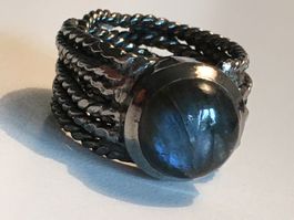 Wunderschöner moderner Ring 925 Sterlingsilber + Labradorit