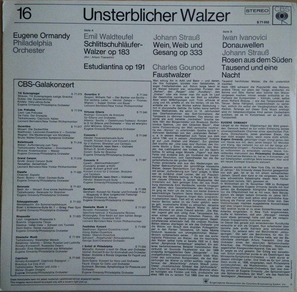 Dischi in vinile: Philadelphia Orchestra/Ormandy: Unsterblicher Walzer LP – Nuovo (secondo la descrizione) da Steinhausen venduto da Vilivinili 1