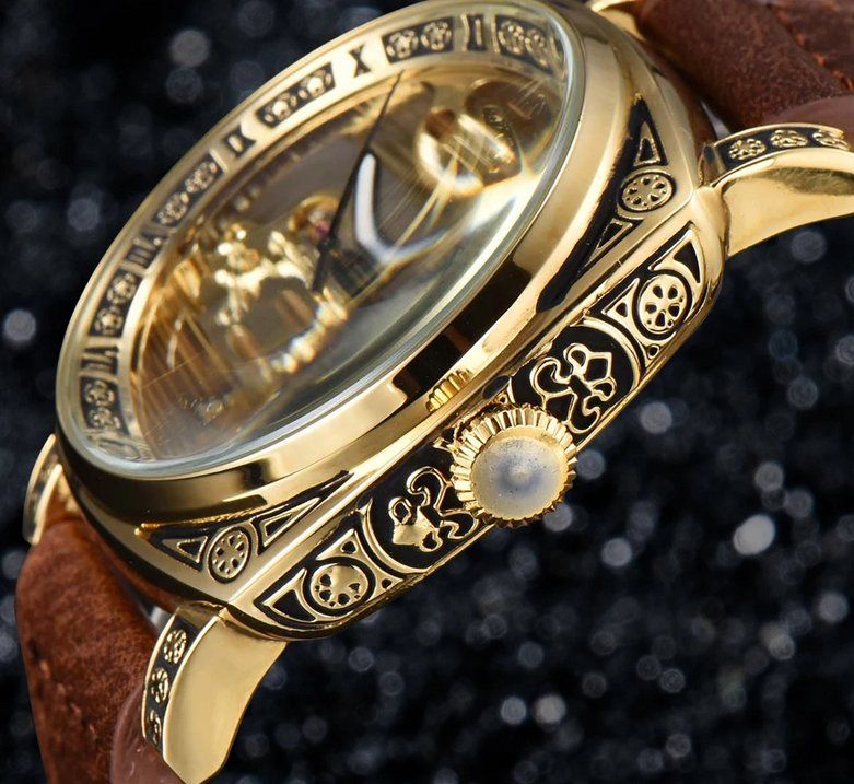 Uhren: Automatikuhr im Retro-Stil mit Lederarmband – Neu und originalverpackt aus Lausanne von WATCH-WORLD 1