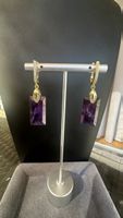 Ohrringe mit Amethyst und Zirkonia, Handarbeit 