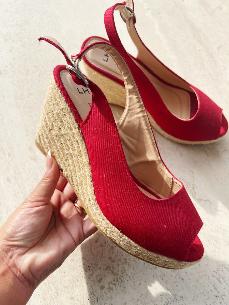 Scarpe da donna: Rote Sommer Keilsandalen Gr. 37 – Usato da Grafenried venduto da Kalocha 2