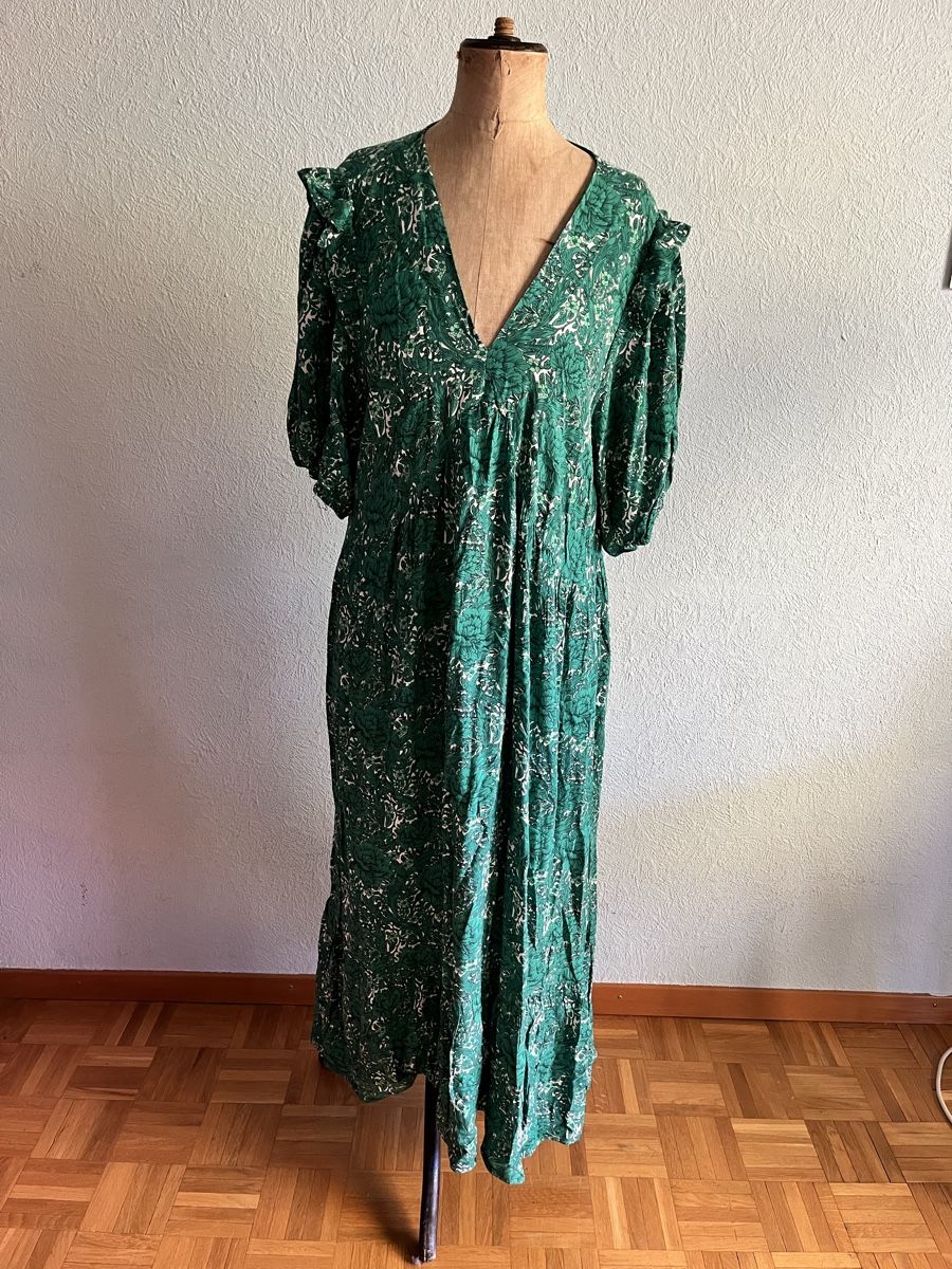 Vestiti: Robe à fleurs verte et blanche T 46-48 – Nuovo (secondo la descrizione) da Genève venduto da ct_fqr8