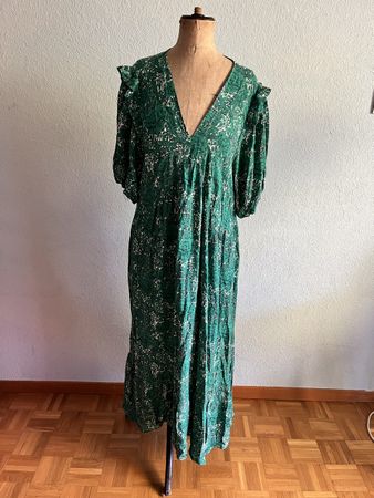 Robe à fleurs verte et blanche T 46-48