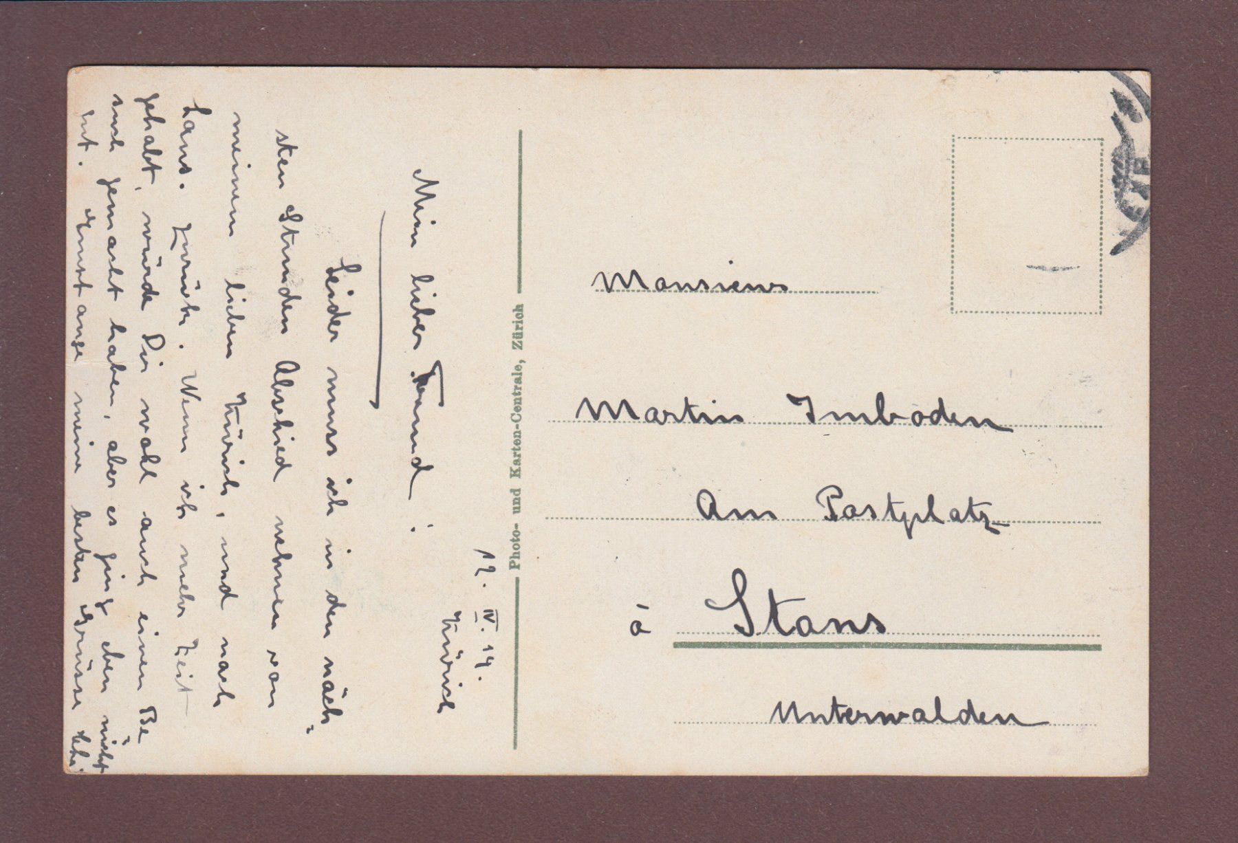 Cartoline postali: ZÜRICH - Limmatquai - Tram - 1914 – Usato da Pully venduto da nicecards 1