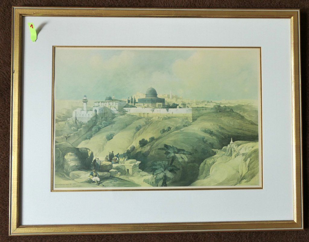Poster & Bilder: Kunstdruck 'Jerusalem' von David Roberts, in Goldrahmen – Gebraucht aus St. Gallen von abueechi
