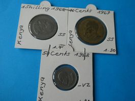 Kenya 1966-68, 3 alte Münzen