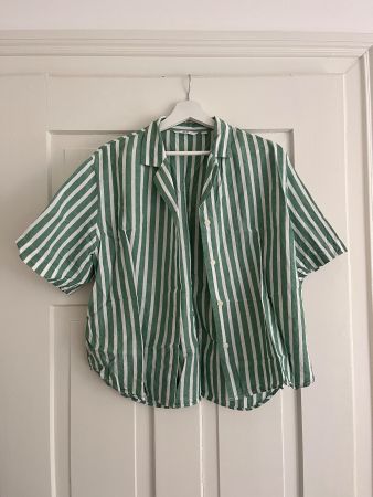 Uniqlo Sommerhemd Damen Gr. M Weiss Grün Gestreift