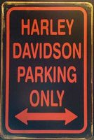 Rusty BlechschildkarteHARLEY PARKING ONLY