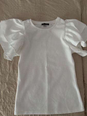 Damen Oberteil weiss Grösse S mit Puffärmeln neu