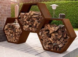 NEU - Trio-3xHolzablage-Sechseckig-80x92x34cm-madeingermany