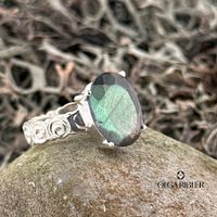 Unikate Silber Ring 925 mit Labradorite Grösse 58