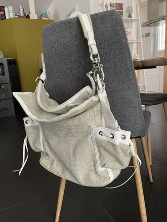 Francisco Biasia Tasche, beige/weiss, Lederimitat