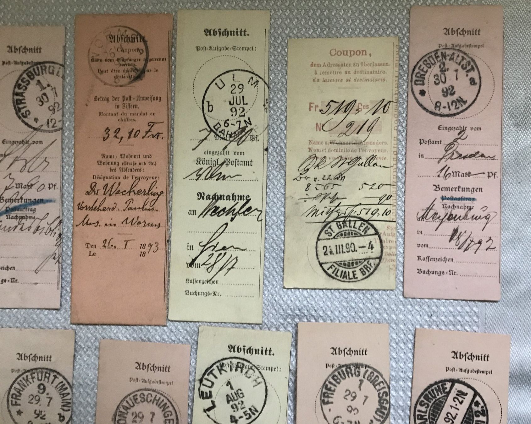 Tutti i francobolli: ABSCHNITTE COUPON DEUTSCHLAND & SCHWEIZ 1890-1892 – Usato da Ostermundigen venduto da Kari1937 2