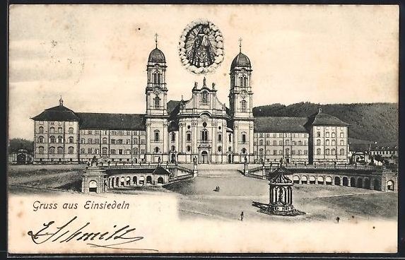 Cartoline postali: AK Einsiedeln, Blick auf das Kloster – Usato da Berlin venduto da bartko-reher