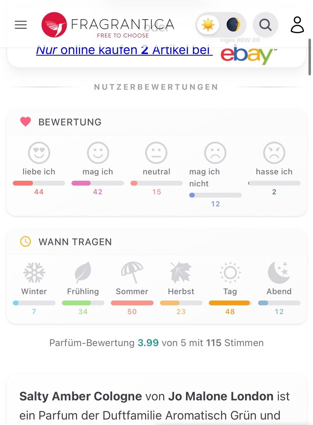 Jo Malone Parfum & Eau de Toilette: Jo Malone Salty Amber Cologne Duftprobe 2ML, limitiert – Gebraucht aus Zürich von deruja 7