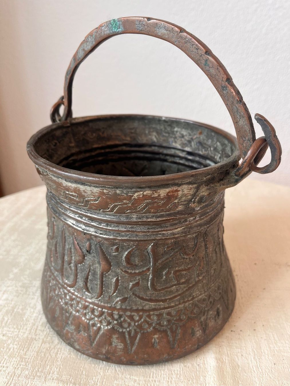 Tutte le decorazioni: Antiker Kupfer-Eimer mit Griff, orientalische Ornamente – Usato da Mollis venduto da Andyasi01