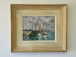 Claude R. Bils (1884-1968): Hafen von Douarnenez, Ölgemälde