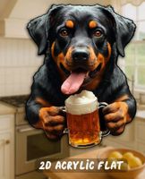 ACRYL KÜHLSCHRANKMAGNETLI *ROTTWEILER MIT BIER*