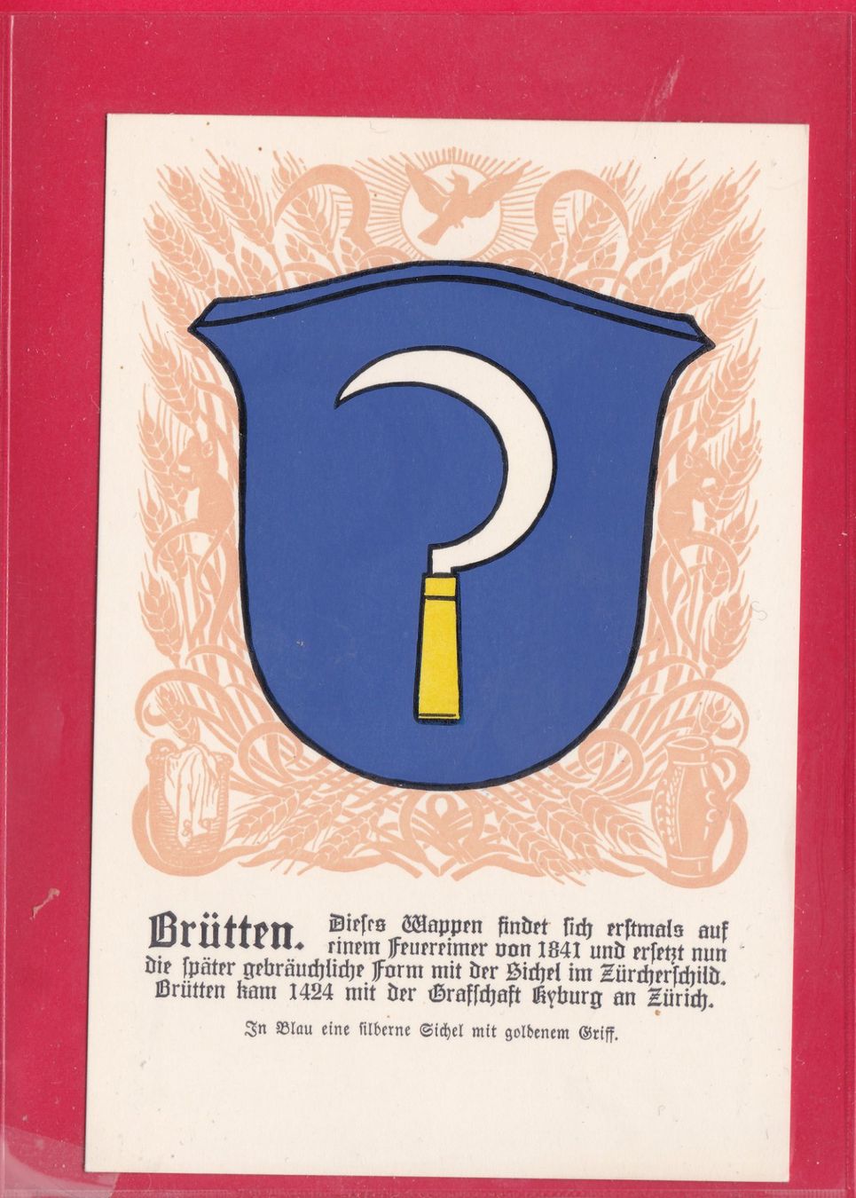 Cartoline postali: ZÜRCHER GEMEINDEWAPPEN, BRÜTTEN – Usato da Oberrieden venduto da Gebirgsstelze