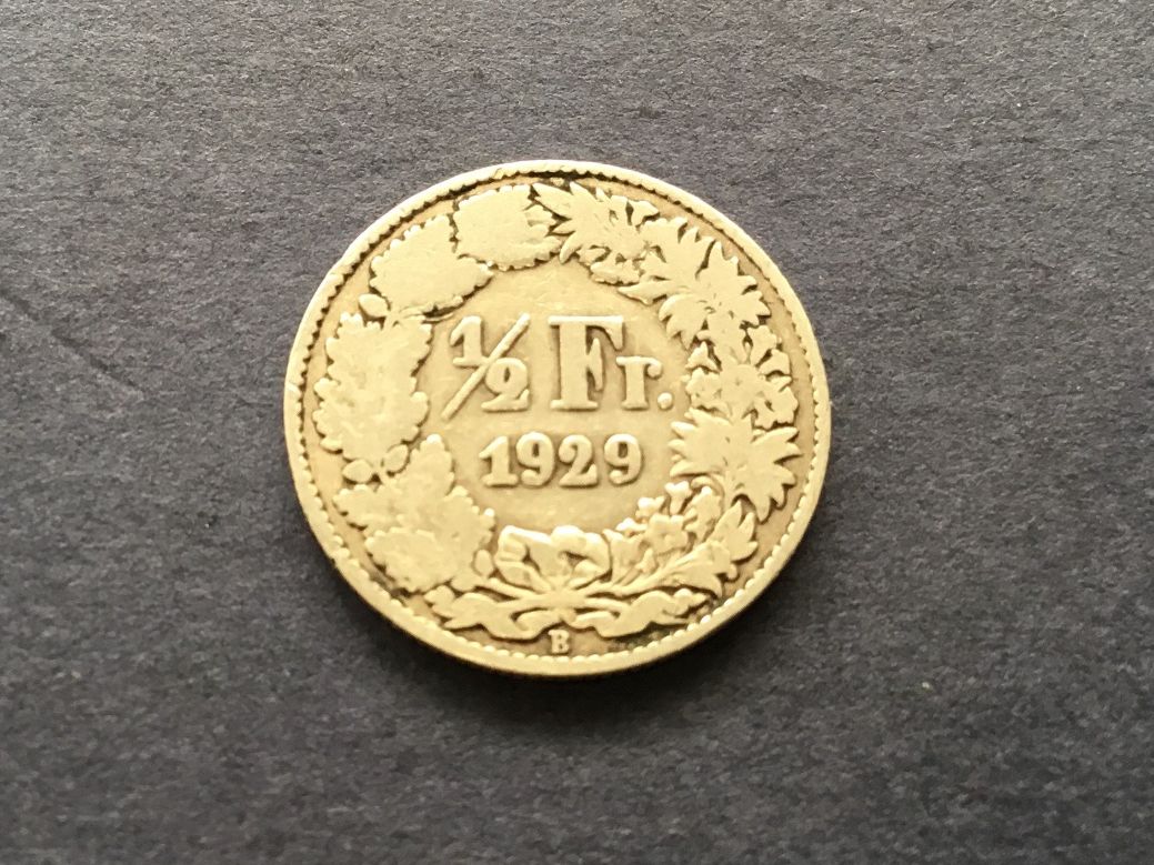 Alle Münzen: 50 Rappen 1929 – Gebraucht aus St. Margrethen SG von alfapeugeot10
