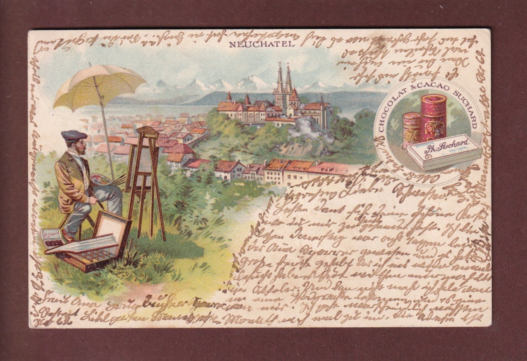 Cartoline postali: NEUCHÂTEL - Cacao Suchard - 1902 // pli // – Usato da Pully venduto da nicecards