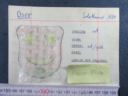 FAMILIENWAPPEN " OSER KANT. SOLOTHURN SO " KARTE ca.15X10cm