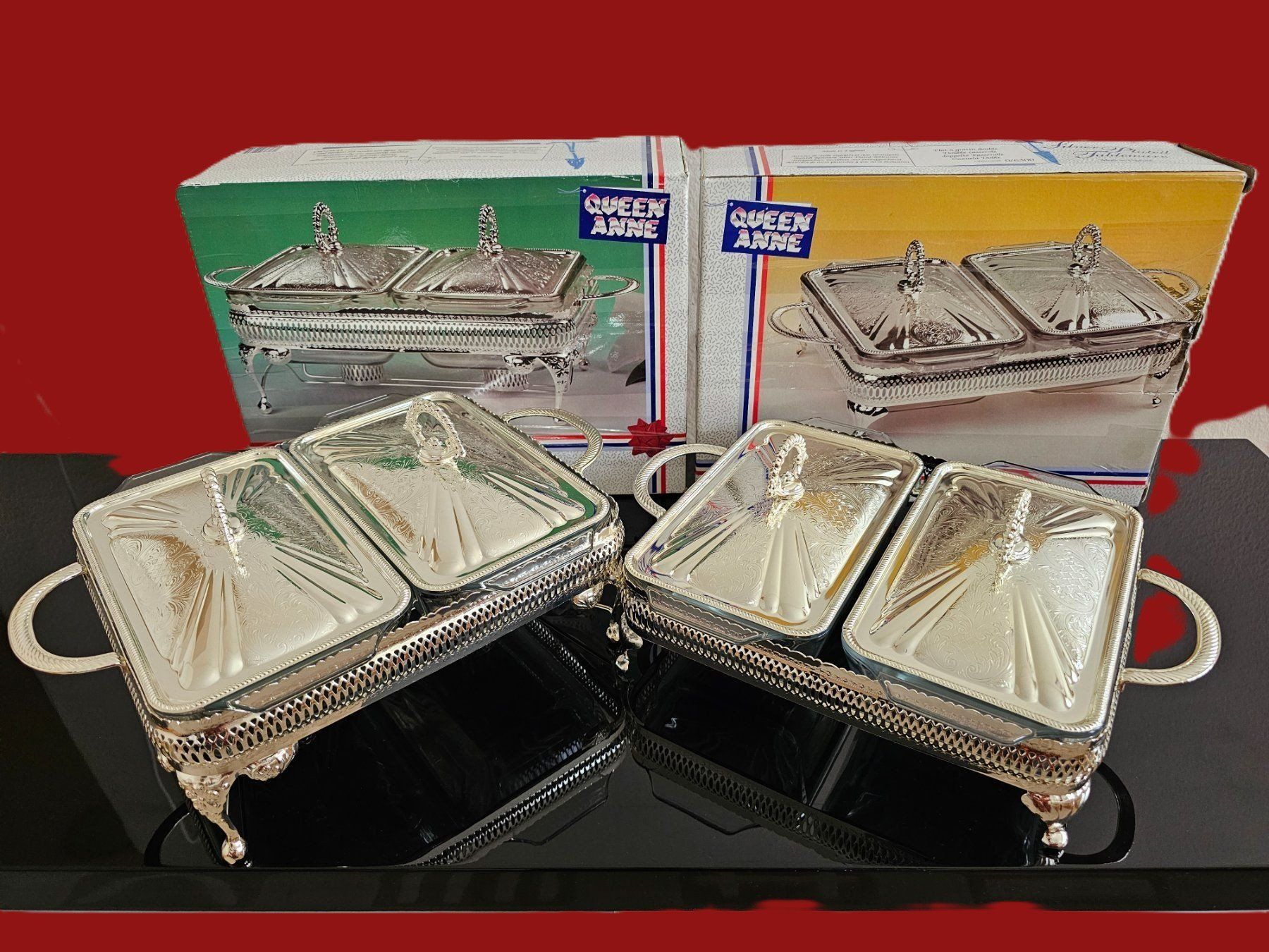 Piatti di portata: Queen Anne Chauffe-Plats. – Nuovo e nell'imballaggio originale da Porrentruy venduto da Danreisende