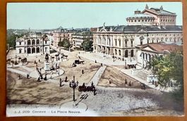 Genève - Calèches sur la Place Neuve - Belle carte ancienne