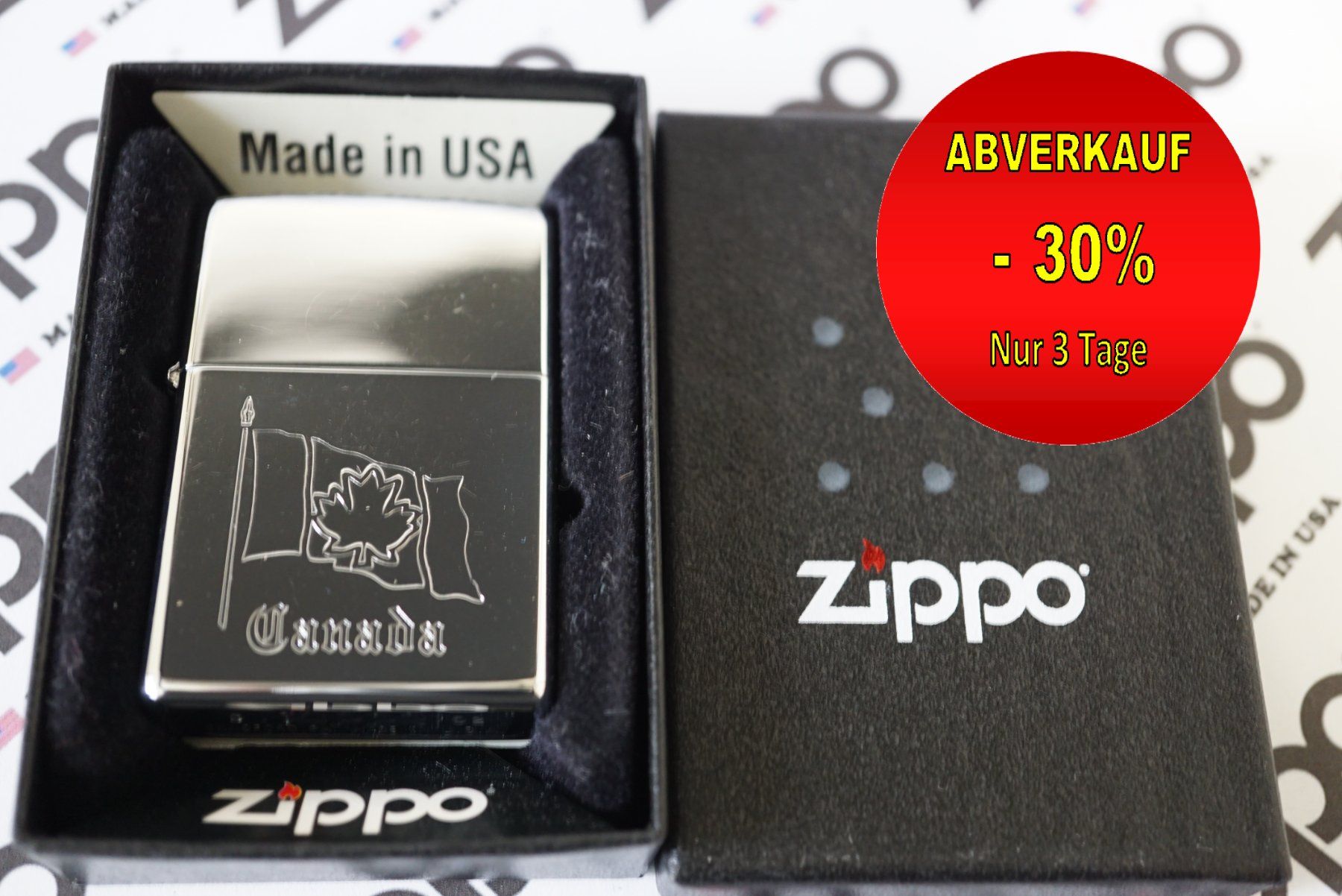 Zippo Accendini: ZIPPO Feuerzeug CANADA, CHROME (2002) – Nuovo (secondo la descrizione) da Mels venduto da akaBella