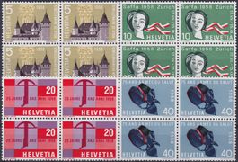 1958, Nr.334-337 (Freimarken) Viererblöcke */**