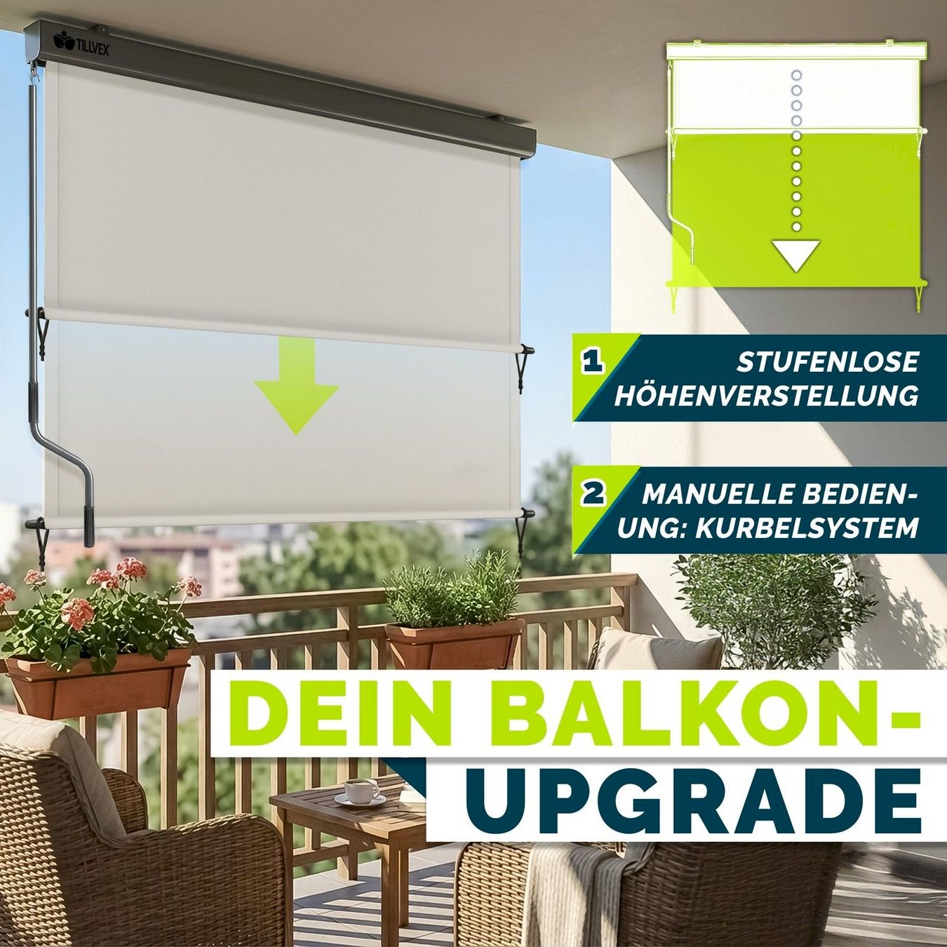 Tende da sole: Aussen-Senkrechtmarkise 200x250 beige – Nuovo e nell'imballaggio originale da Bottighofen venduto da zaap 1