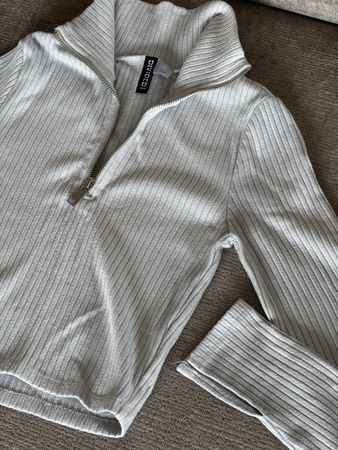 Pull zippé Divided H&M blanc côtelé taille S occasion