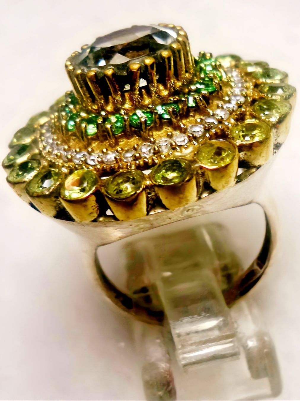 Anelli: Statement Ring, Silber 925, Rauchquarz und Peridot – Nuovo (secondo la descrizione) da Zürich venduto da adriben