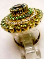 Statement Ring, Silber 925, Rauchquarz und Peridot