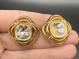 Elegante vergoldene Swarovski Ohrringe, Vintage