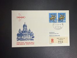 Swissair Erstflugbrief Zürich-Helsinki 1967