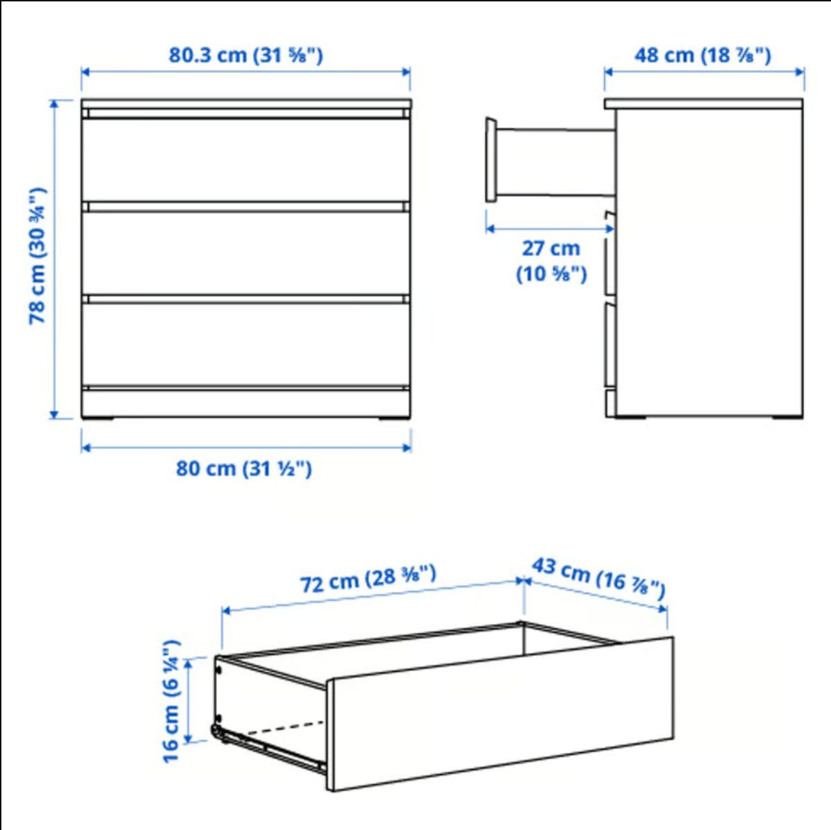 Ikea Kommoden: 3er Kommode MALM, schwarz – Gebraucht aus Kriessern von rene1987 5