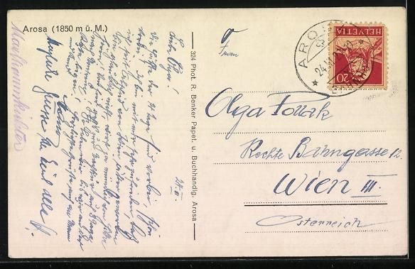 Cartoline postali: AK Arosa, Ortspartie im Schnee – Usato da Berlin venduto da bartko-reher 1