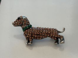 Luxus Elegante  Brosche Hund 🐕 Farbe:Silber/ Braun