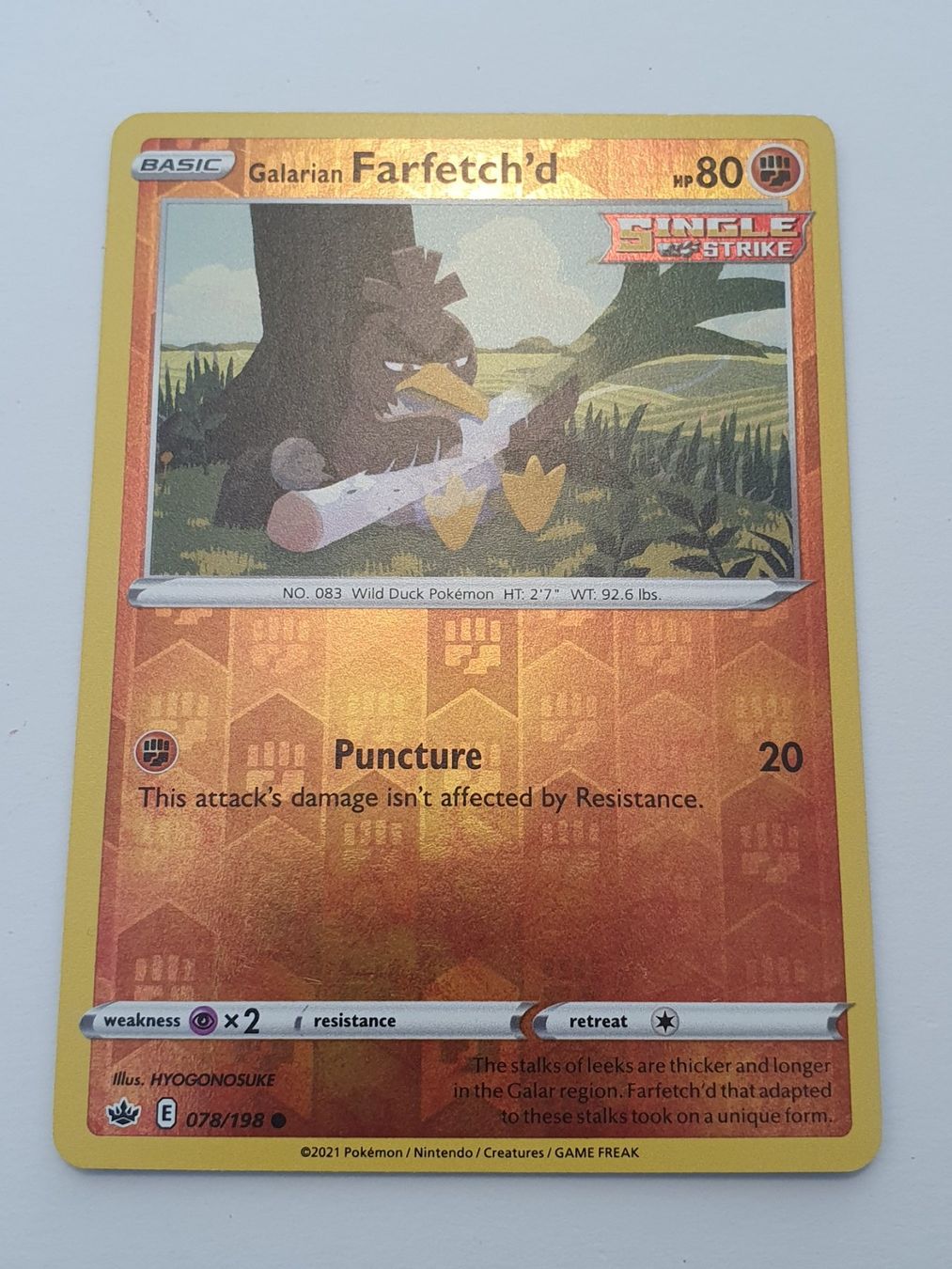 Pokémon Carte collezionabili: Galarian Farfetch'd / 2021 Pokémon / Reverse Holo – Usato da Oberdorf BL venduto da BaldenEagle