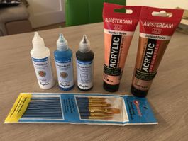 Bastelset: Fensterfarben, Acrylfarben & Pinsel