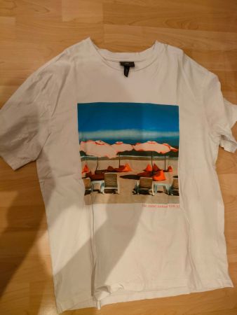 Weisses H&M T-Shirt Grösse M Strandmotiv Sommer Hit