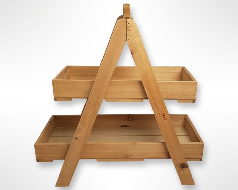 2-stöckiger Badezimmer-Organizer Aus Holz & Metall – 34x18 Cm Tablett, Schwarz, Für Arbeitsplatte & Küche