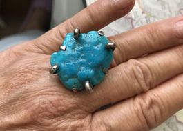 Ring mit großem Türkis, Silber, Handarbeit, Unikat