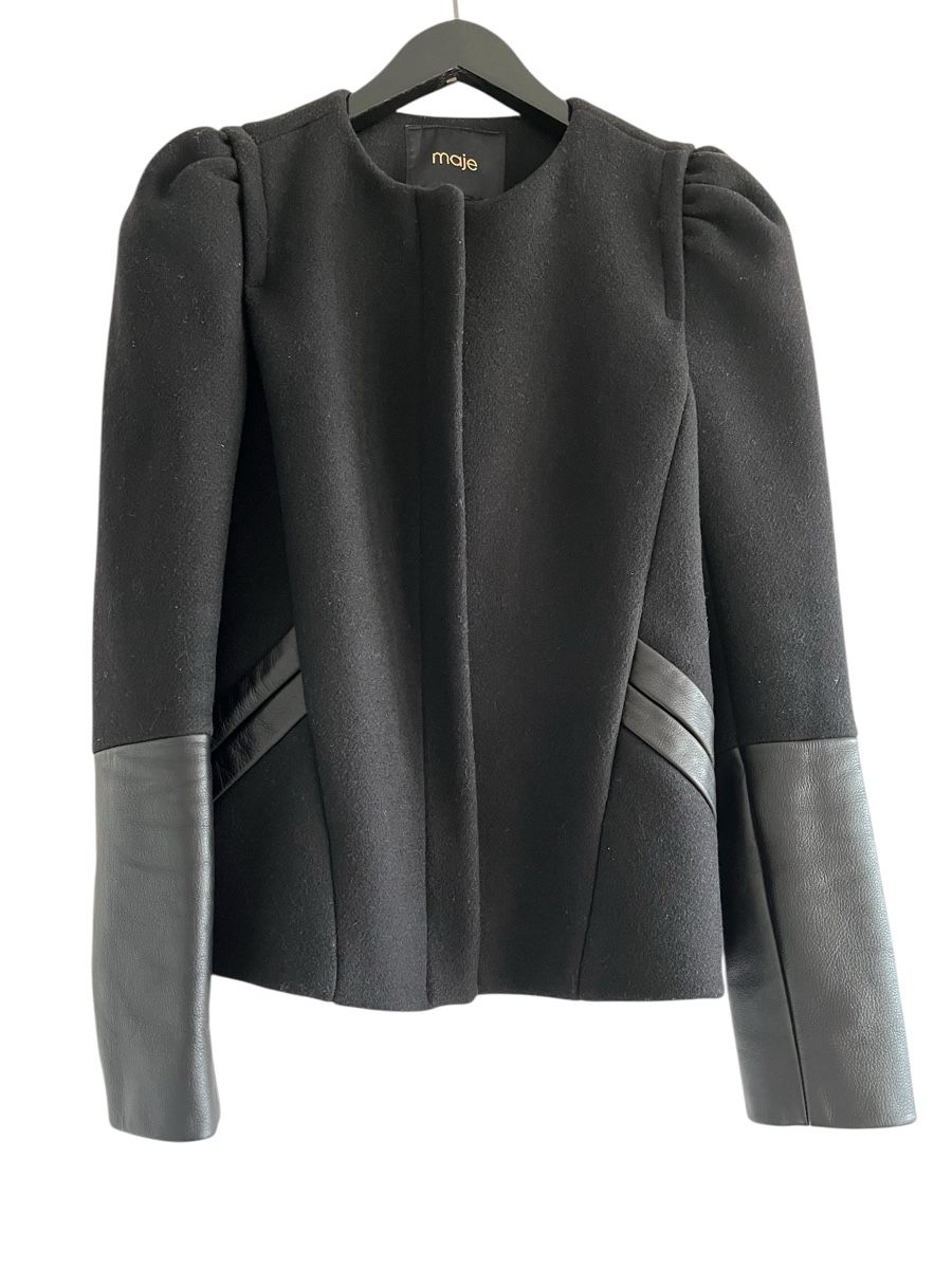 Maje Giacche: Exklusive Maje Wolljacke mit Lederärmeln – Nuovo (secondo la descrizione) da Zug venduto da Se_wb5d