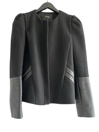 Exklusive Maje Wolljacke mit Lederärmeln