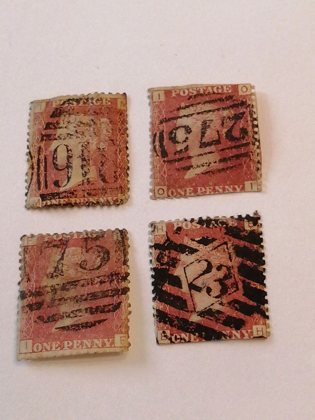 Tutti i francobolli: 4mal One Penny Reds 1864 bis 81 – Usato da Happerswil venduto da tschergi