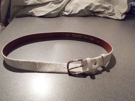Gürtel weiss/silbrig, Real Leather, Made