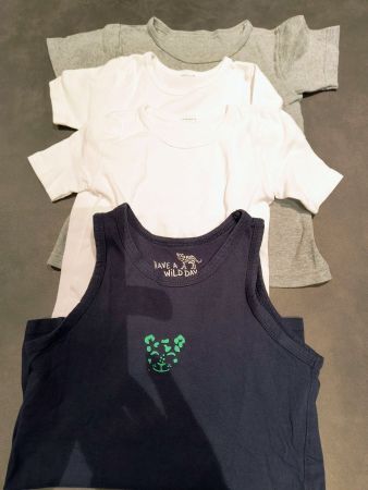 4er Pack Kinder Unterleibchen: 3 T-Shirts + 1 Trägerleibchen
